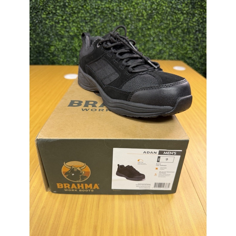 Brahma Adan Steel Toe Work Shoes Black Men's 9 Slip Resistant SR ASTM F2413-18